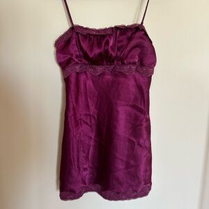90s purple silk fairy slip dress w/ lace trim
